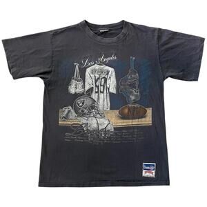 Vintage NFL Nutmeg Mills Los Angeles Raiders T-Shirt Single Stitch Heavy 90s